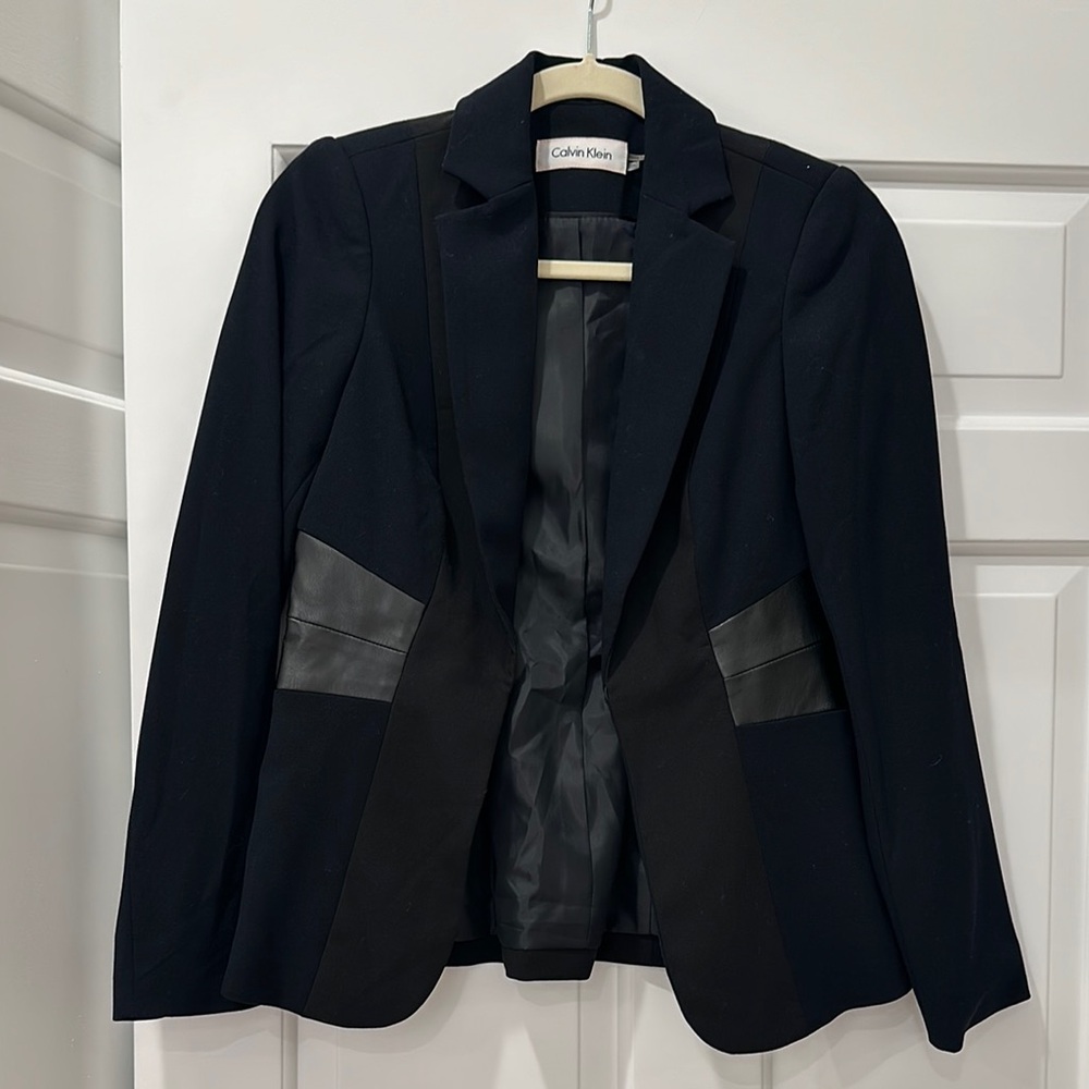 Calvin Klein Black Blazer with Leather Accents